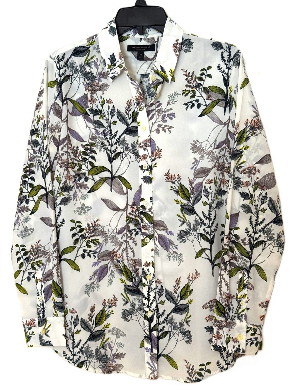 Banana Republic Dillon Floral Botanical Button Down Shirt Blouse Women's Size M
